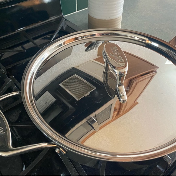 ALL CLAD D5 Brushed Stainless Steel long handle Fry and Sauté Pan & matching Lid - Picture 7 of 8